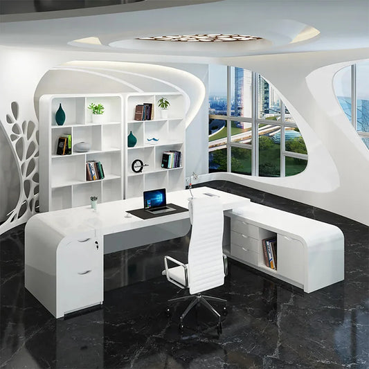 Bureau L-Shape Exécutif Blanc