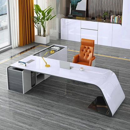 Bureau L-Shape Blanc Moderne