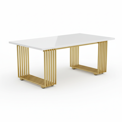 Bureau blanc et doré Luxora - fond blanc