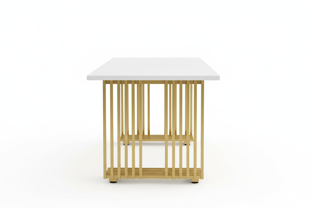 Bureau blanc et doré - vue de côté