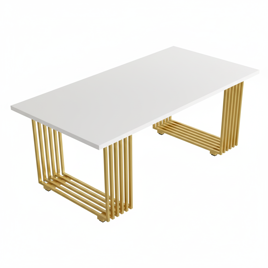 Bureau blanc et doré - vue de dessus