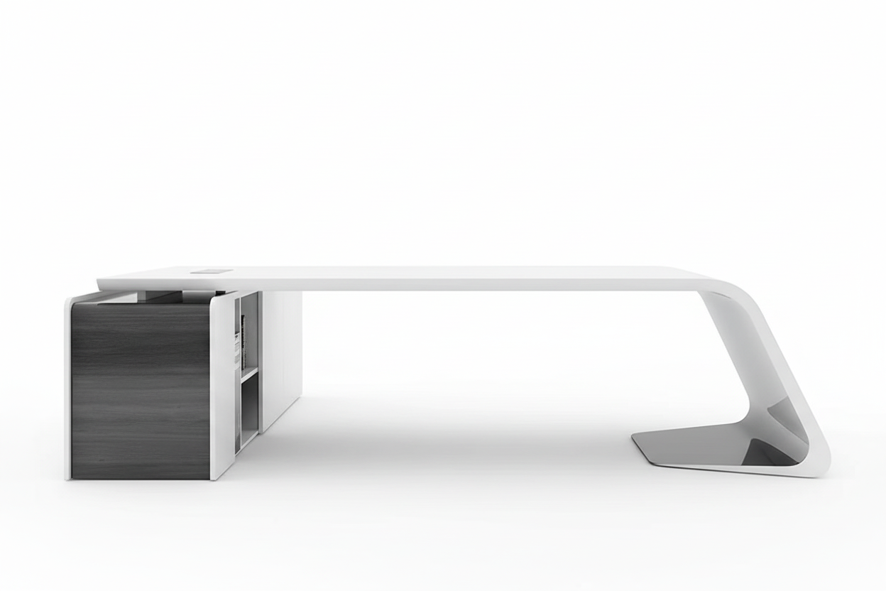 Bureau exécutif blanc design - Vue de profil
