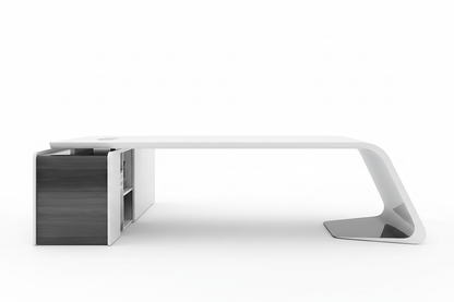 Bureau exécutif blanc design - Vue de profil