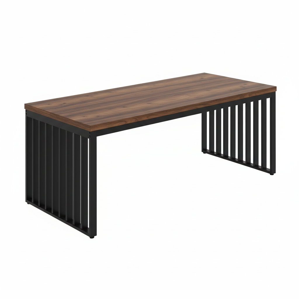 Bureau noyer foncé et noir - vue principale
