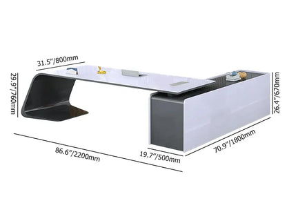 Bureau L-Shape Blanc Moderne