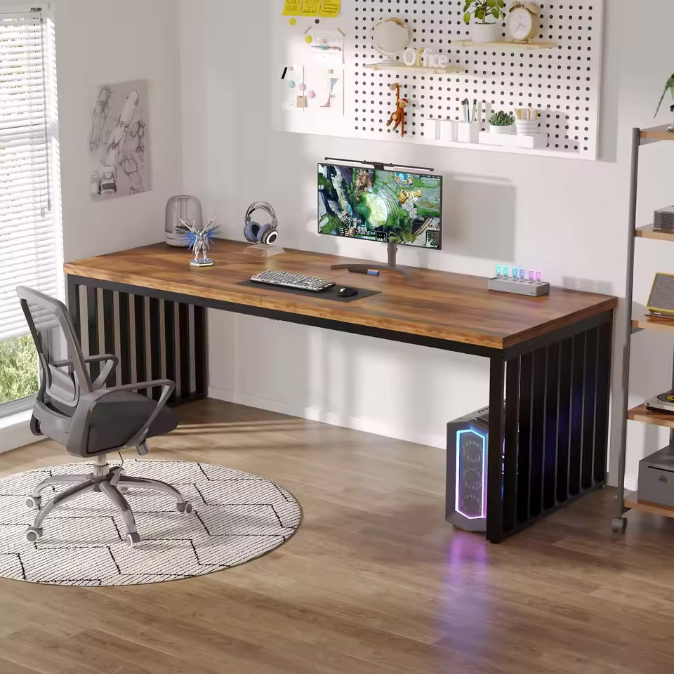 Bureau Moderne 180cm - Bois et Métal Noir Design Contemporain
