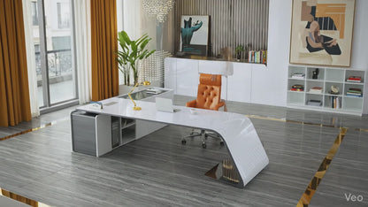 Bureau L-Shape Blanc Moderne